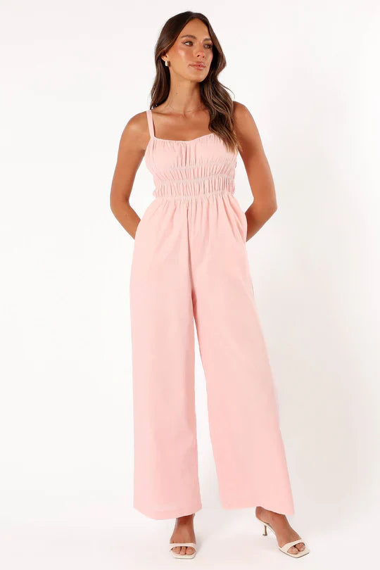 Damen Ärmelloser Jumpsuit Weite Beine Eleganz
