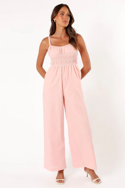 Damen Ärmelloser Jumpsuit Weite Beine Eleganz