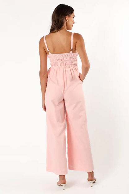 Damen Ärmelloser Jumpsuit Weite Beine Eleganz