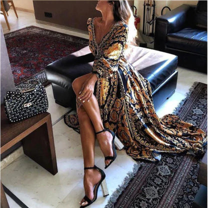 Norvielle Damen Boho-Kleid mit Schlitz