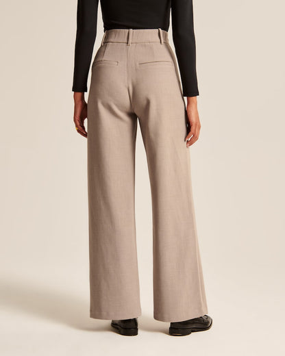 Damenhose Taupe Weites Bein