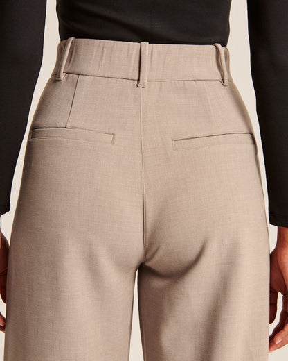 Damenhose Taupe Weites Bein