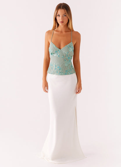 Damen Glitzer- Criss-Cross Rücken Pailletten Floral