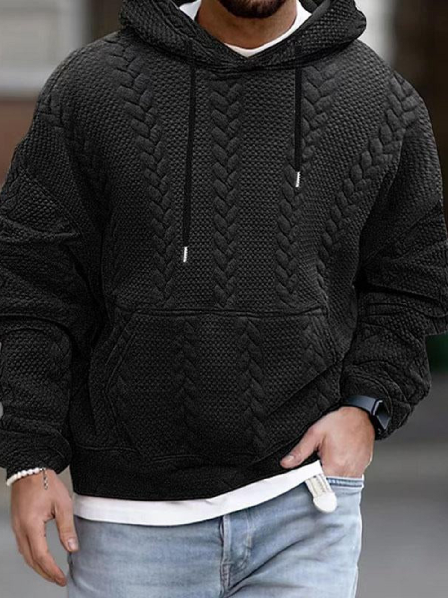 Herren Kängurutaschen-Hoodie Langärmlig