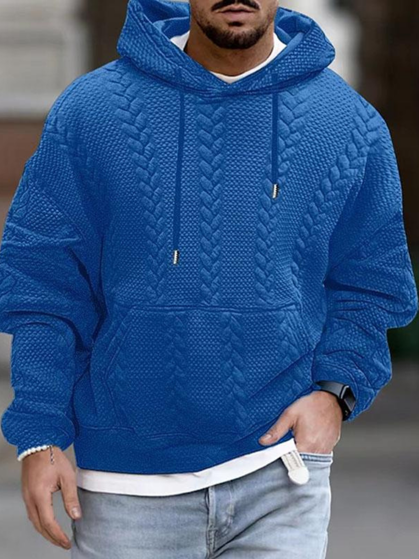 Herren Langarm Hoodie Känguru Taschen