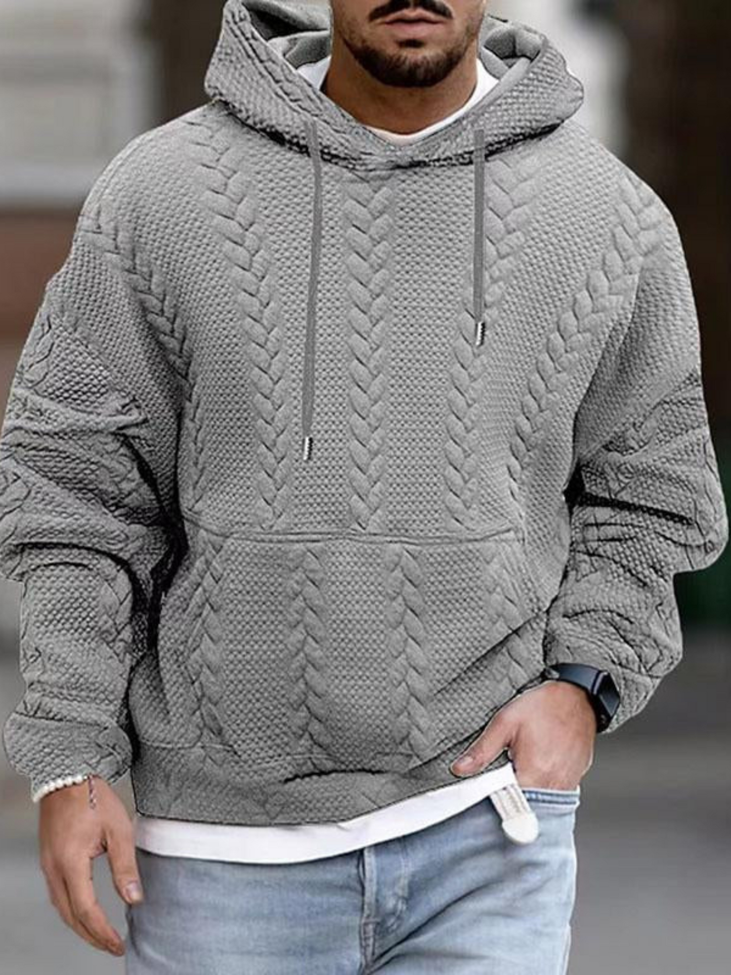 Herren Langarm Hoodie Känguru Taschen Schwarz - Norvielle
