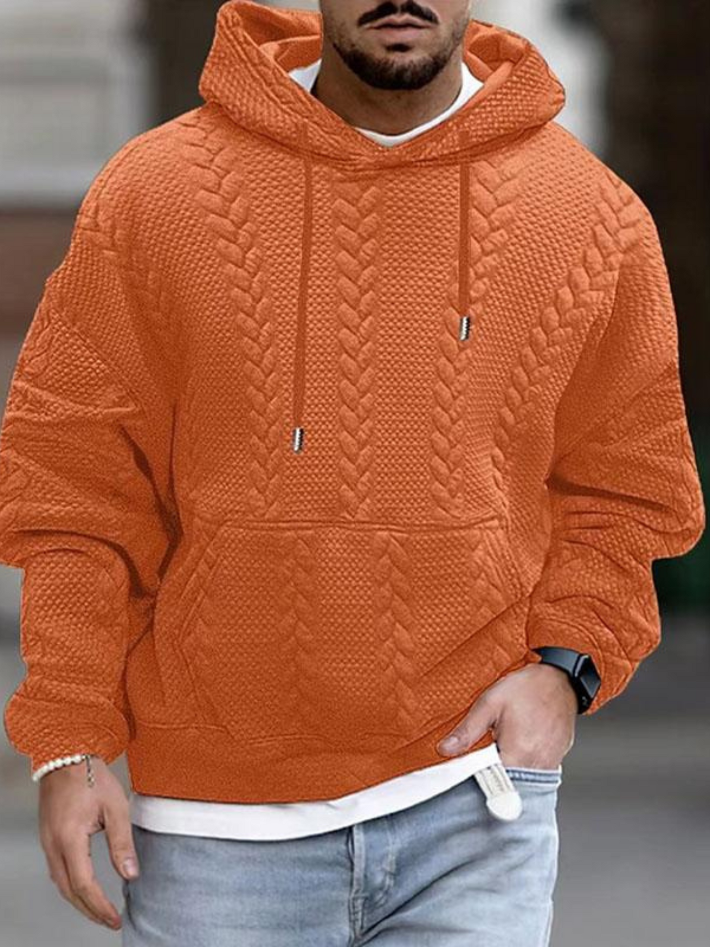 Herren Langarm Hoodie Känguru Taschen