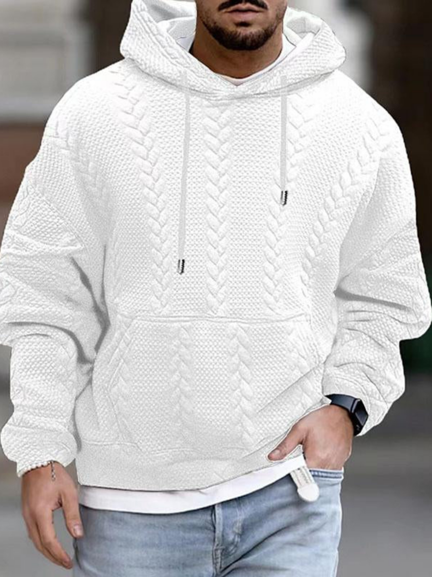 Herren Kängurutaschen-Hoodie Langärmlig