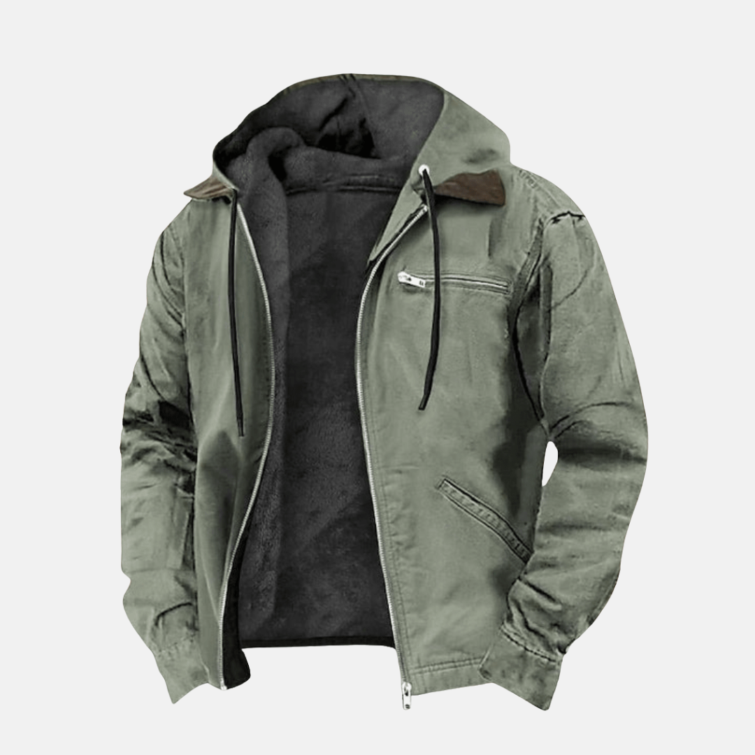 Kapuzenjacke – Lässige Fleece-gefütterte Kapuzenjacke für Männer für den Winter-Grün-XXS-Chaps Herrenmode