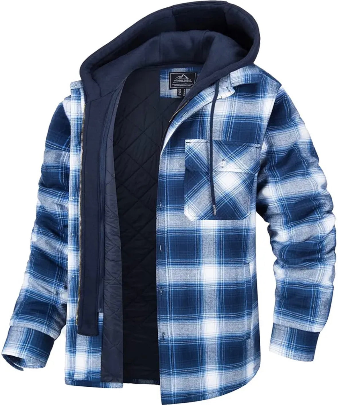 Herren Kapuzenjacke Karo Steppfutter Braun - Norvielle