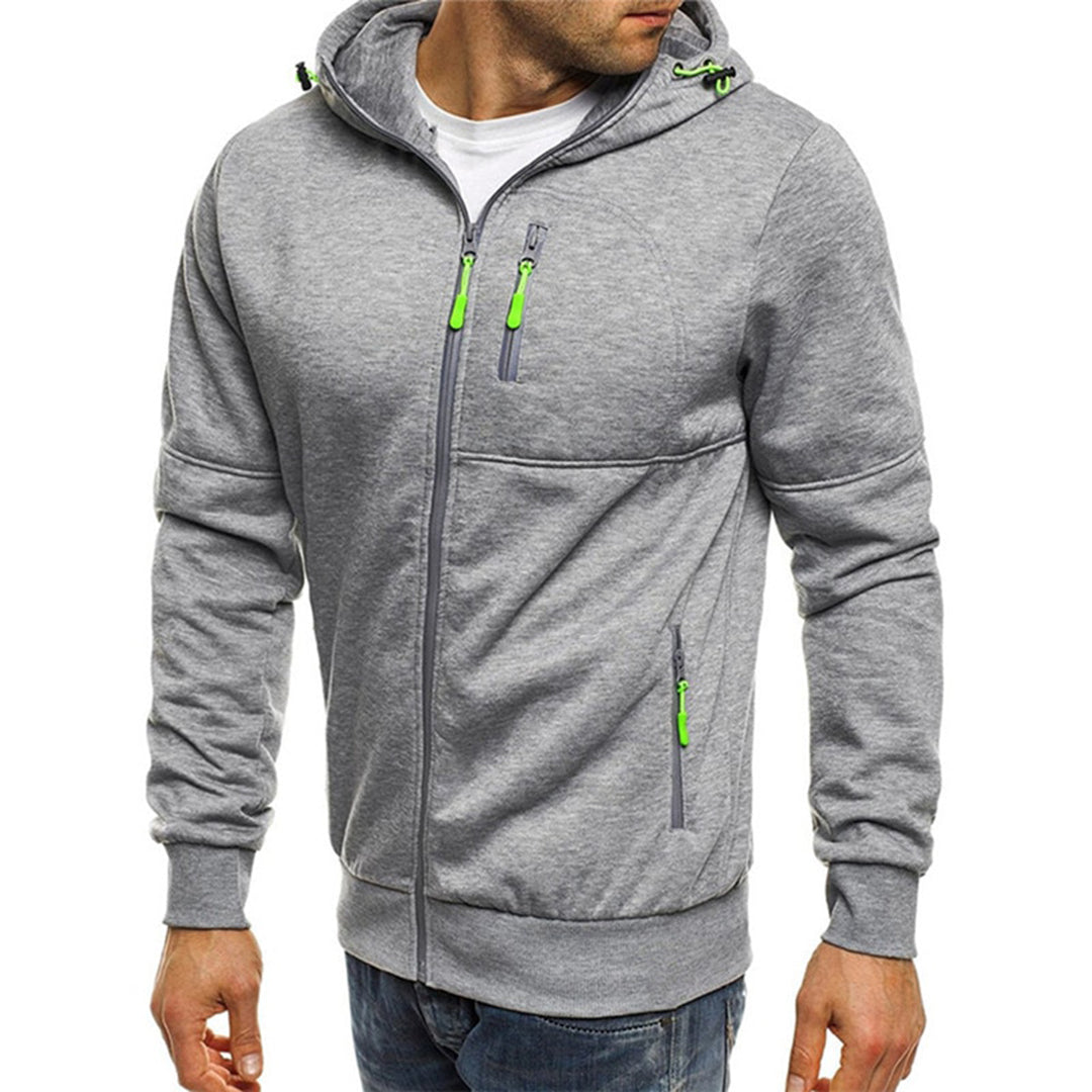 Kapuzenjacke mit Reißverschluss | Warm | Taschen | Kapuzenjacke mit Reißverschluss | Herren-Kapuzenjacke-Hellgrau-S-Chaps Herrenmode