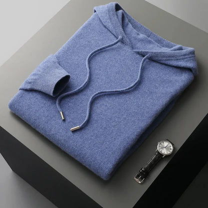 Kapuzenpulli - Einfacher Strickpullover für Männer-Blau-S-Chaps Herrenmode