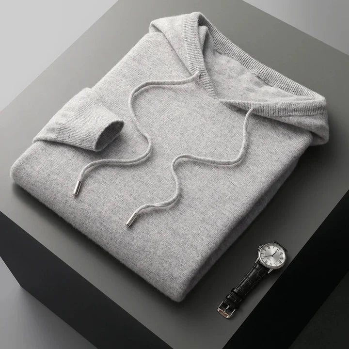 Kapuzenpulli - Einfacher Strickpullover für Männer-Hellgrau-S-Chaps Herrenmode