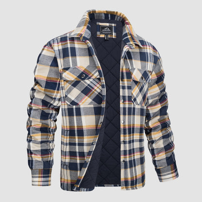Karierte Jacke | Knopfleiste | Gestepptes Futter | Karierte Jacke | Herrenbekleidung-Gelb-S-Chaps Herrenmode