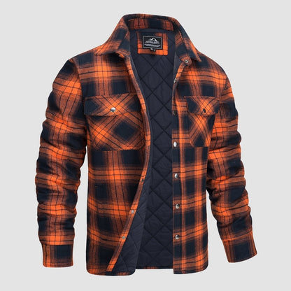 Karierte Jacke | Knopfleiste | Gestepptes Futter | Karierte Jacke | Herrenbekleidung-Rot-S-Chaps Herrenmode