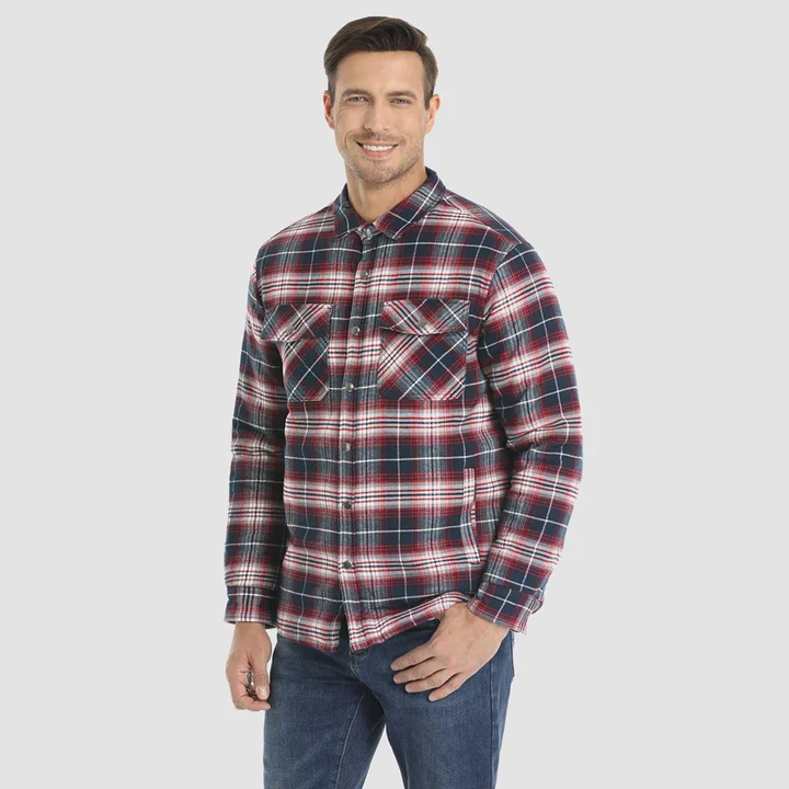 Herren Flanelljacke Kariert Zugeknöpft Steppjacke - Norvielle