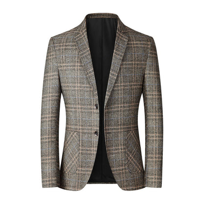 Karierter Blazer - Einreihig - Taschen - Herrenblazer - Anzugblazer-Khaki-M-Chaps Herrenmode