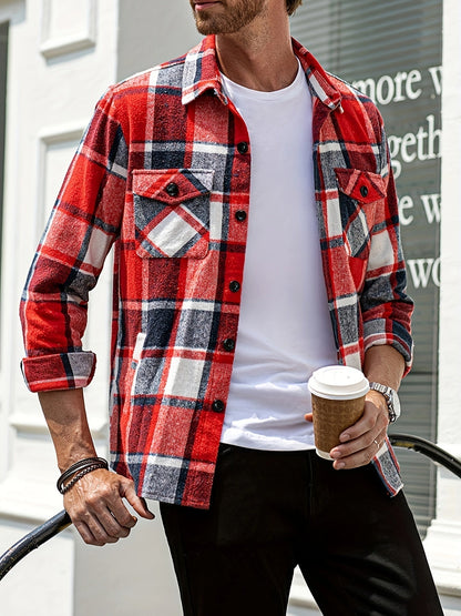 Karohemd | Langarm | Herrenoberhemd | Herrenkleidung-Rot-S-Chaps Herrenmode