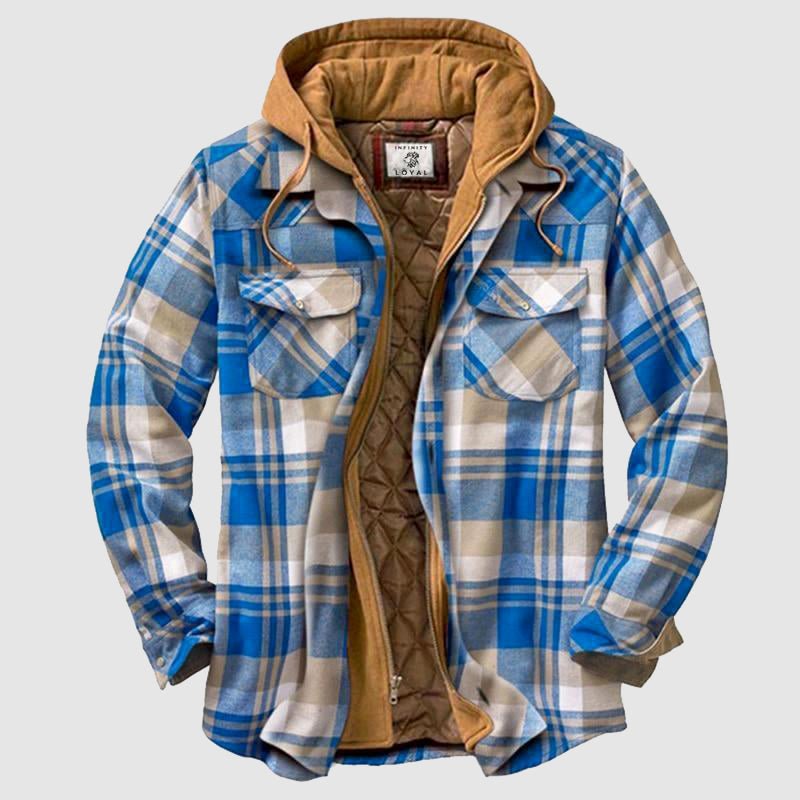 Herren Steppjacke Karomuster Mit Kapuze - Norvielle