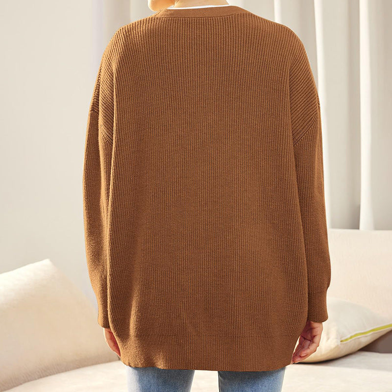 Damen Oversized Strickjacke mit Knöpfen