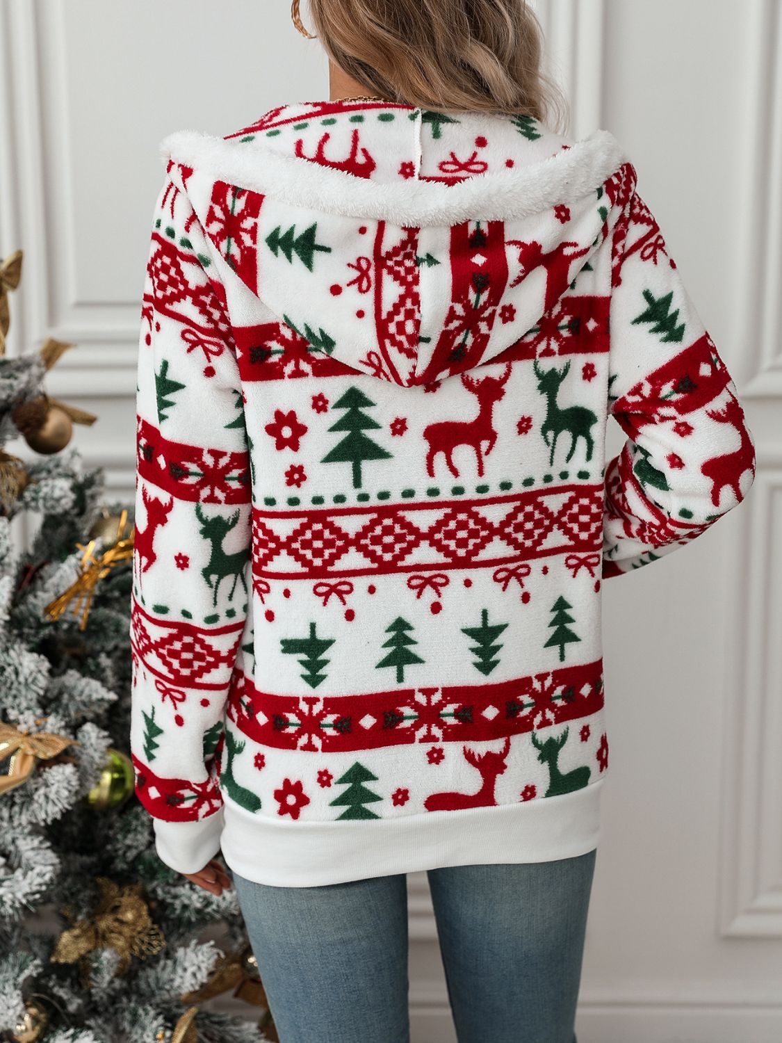 Damen Weihnachts-Hoodie Warm Festlich Rot