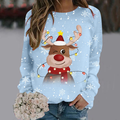 Damen Weihnachts-Pullover Weiches 3D-Rentier-Design Rot - Norvielle