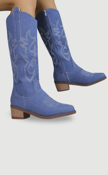 Damen Denim-Cowboystiefel - Norvielle