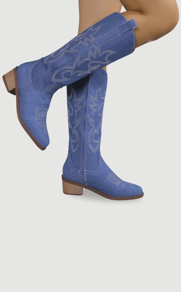 Damen Denim-Cowboystiefel