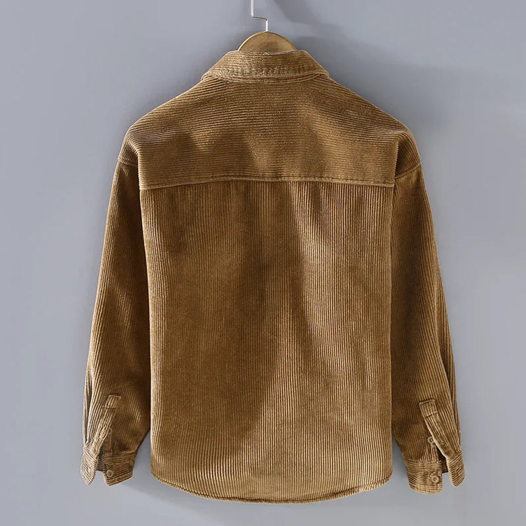 Herren Cord Overshirt Fleece Warm Beige
