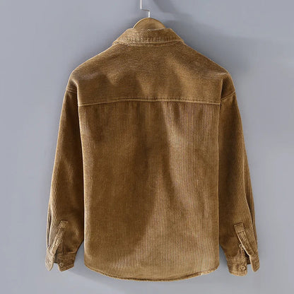 Herren Cord Overshirt Fleece Warm Beige