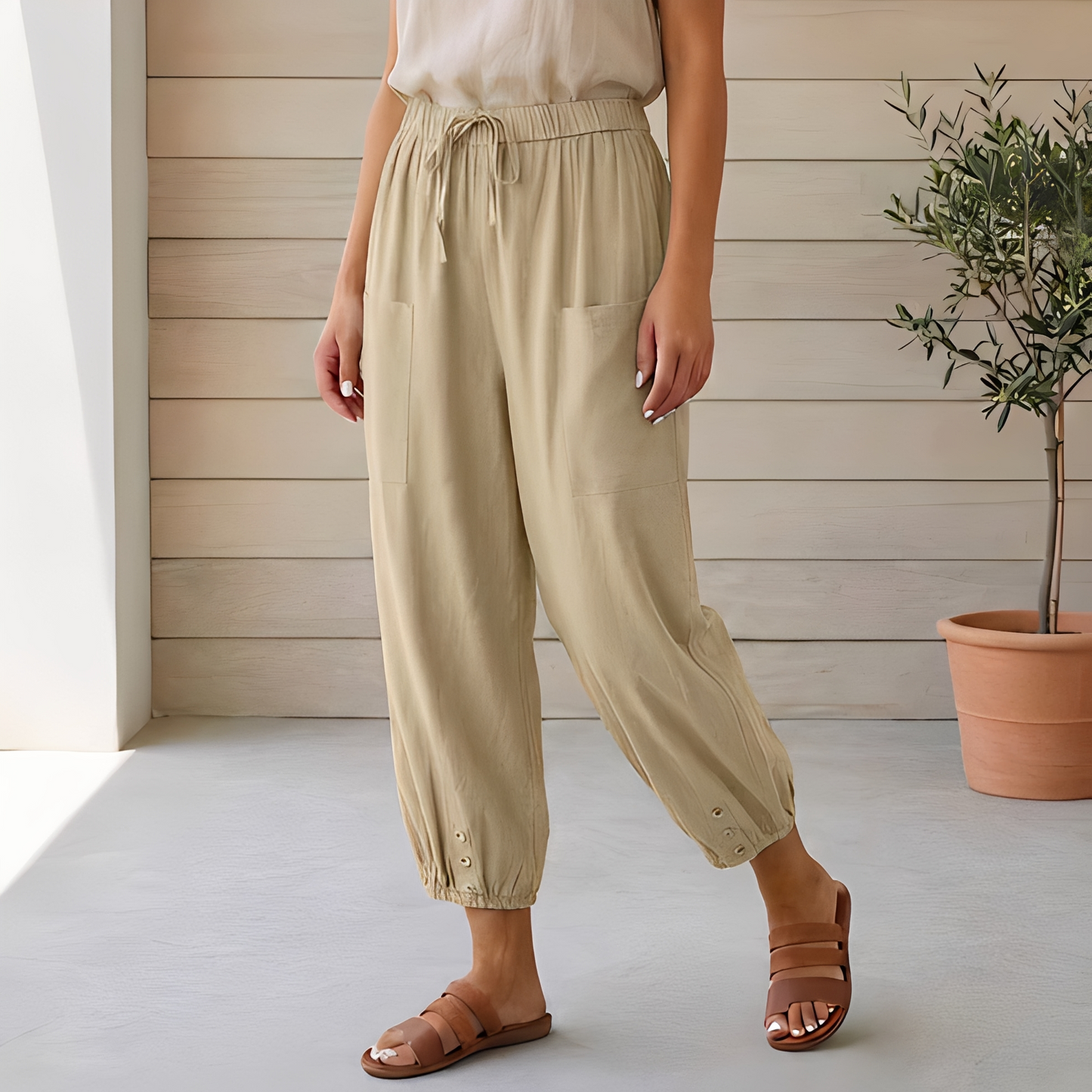 Damenhose Komfort Hose Stil Schwarz - Norvielle