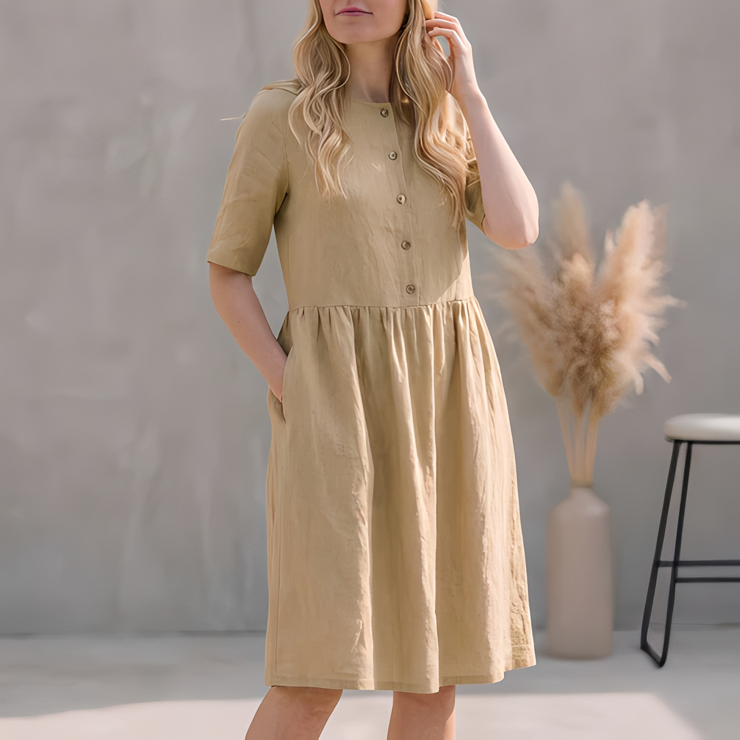 Damen Sommerkleid Edel Seide Blumenmuster - Norvielle