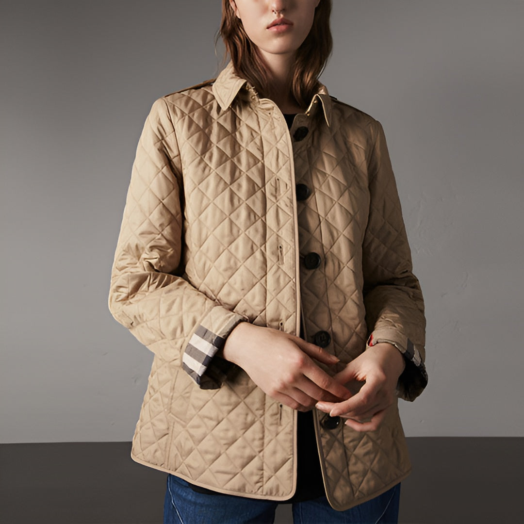 Damen Leichte Seiden-Baumwoll-Jacke Elegant Beige