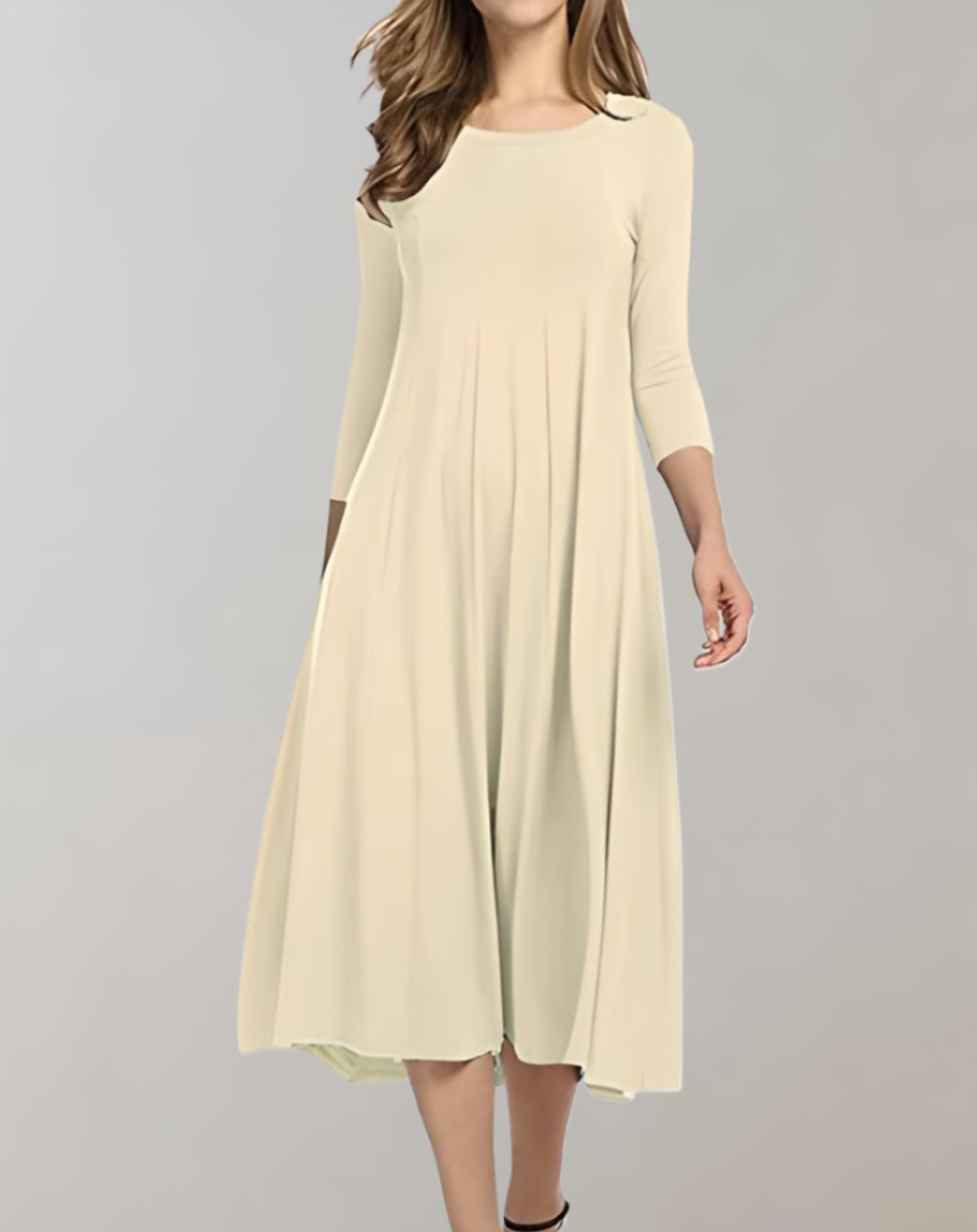 Damen Swingkleid 3/4 Ärmel Schwarz - Norvielle