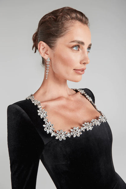 Yassy Damen Velvet-Kleid Elegant