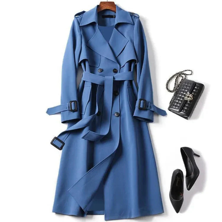Norvielle Damen Trenchcoat Lang Elegant - Norvielle