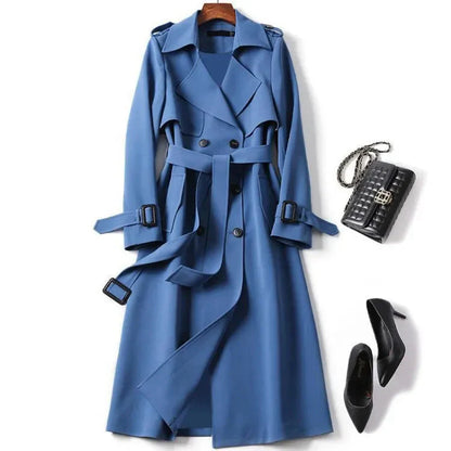 Norvielle Damen Trenchcoat Lang Elegant - Norvielle