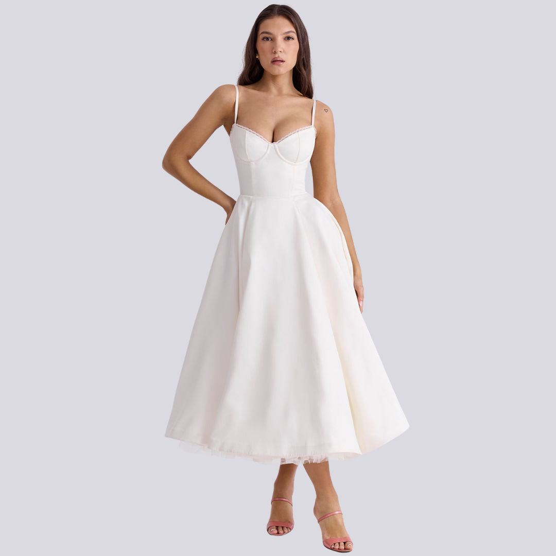 Norvielle Damen Maxi-Kleid V-Ausschnitt A-Linie