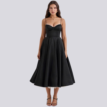 Norvielle Damen Maxi-Kleid V-Ausschnitt A-Linie
