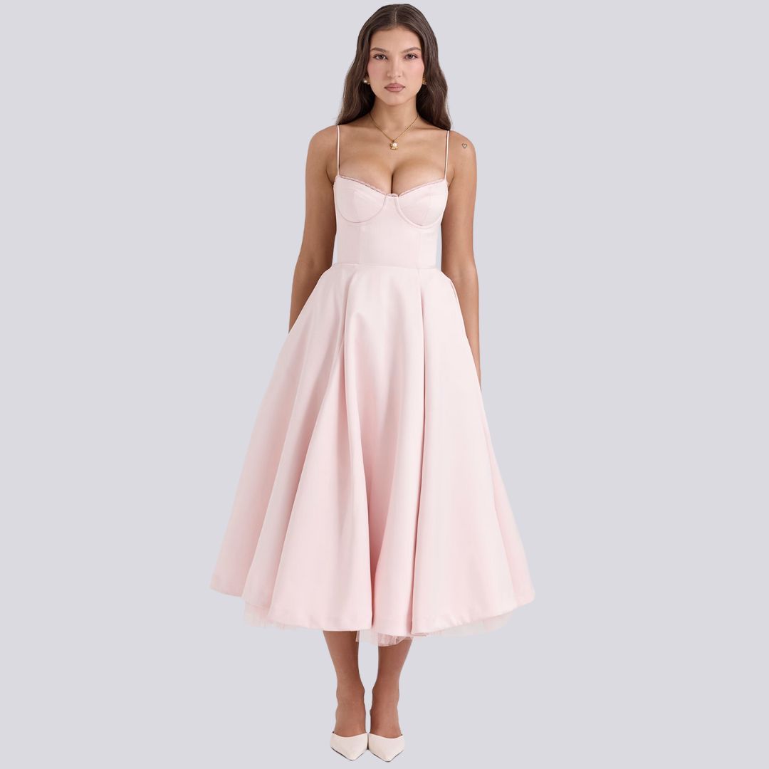 Norvielle Damen Maxi-Kleid V-Ausschnitt A-Linie