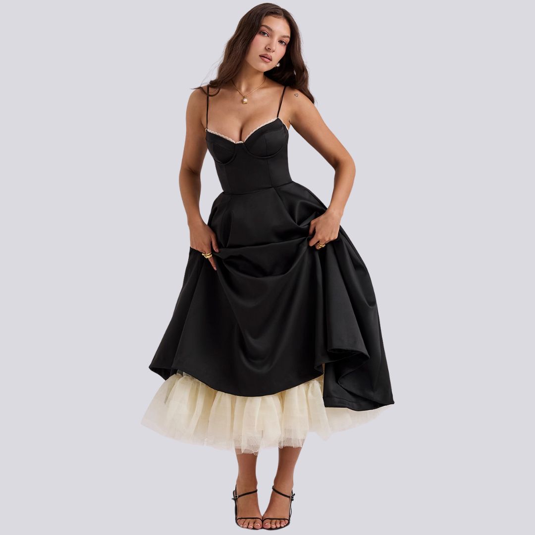 Norvielle Damen Maxi-Kleid V-Ausschnitt A-Linie - Norvielle