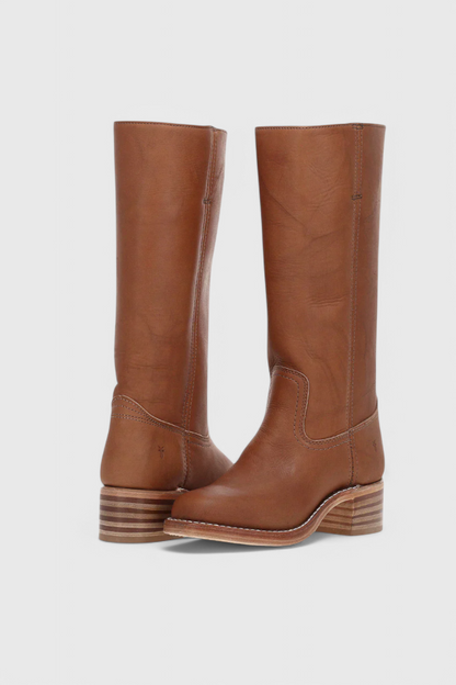 Damen High Boots Lederoptik Blockabsatz Schwarz - Norvielle
