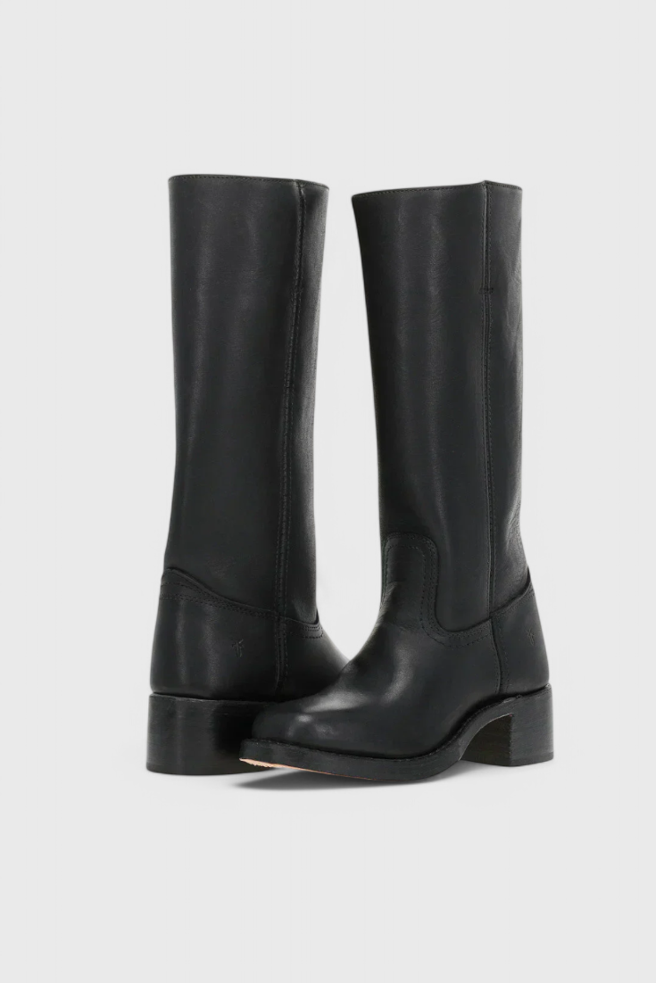 Damen High Boots Lederoptik Blockabsatz