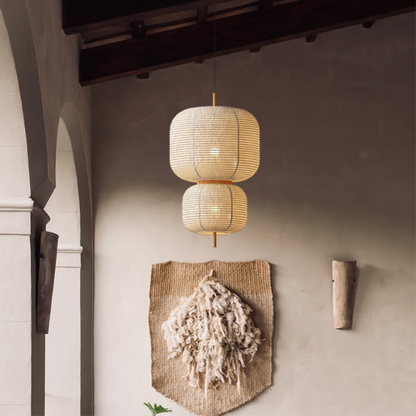 Asiatische Reispapier Pendelleuchte