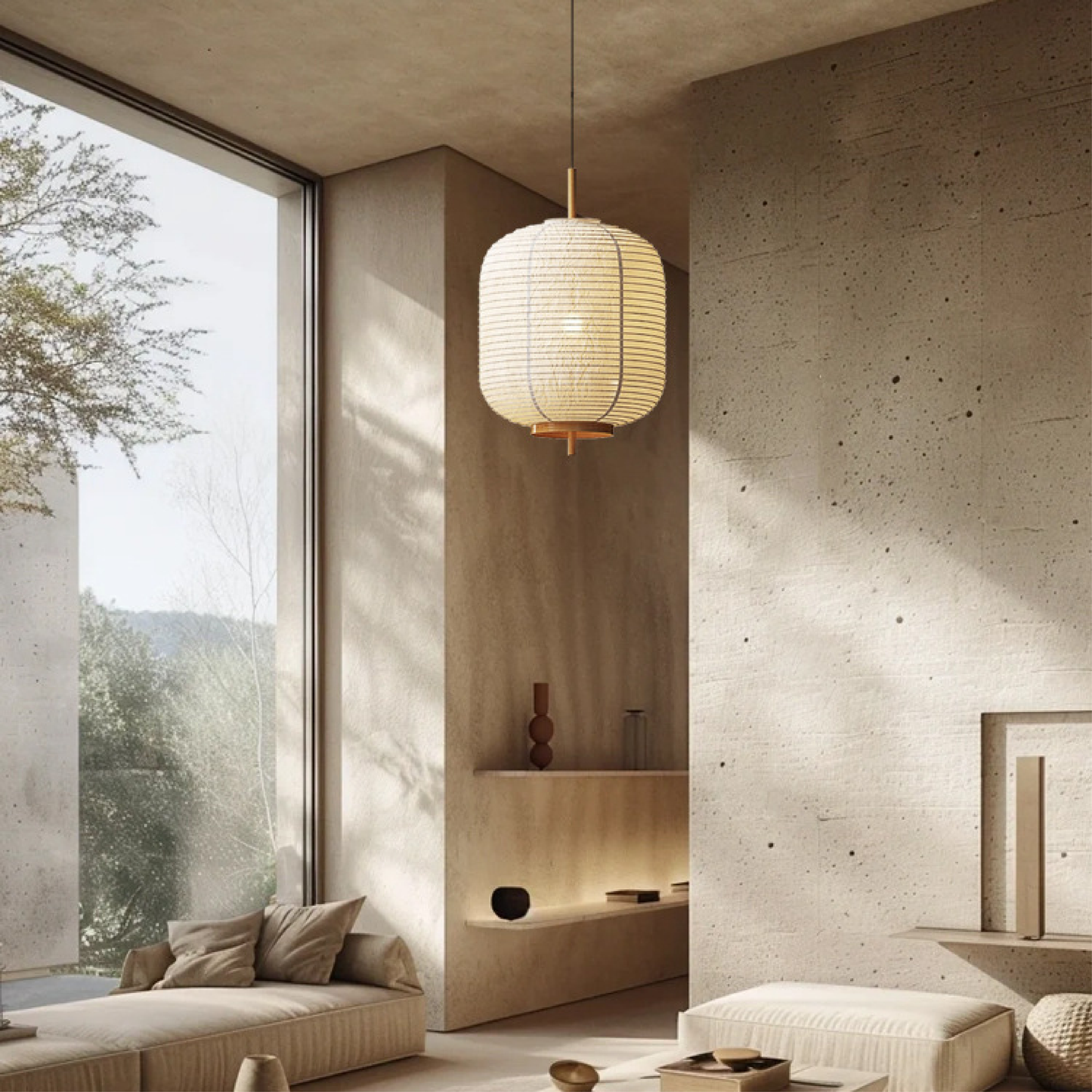 Asiatische Reispapier Pendelleuchte