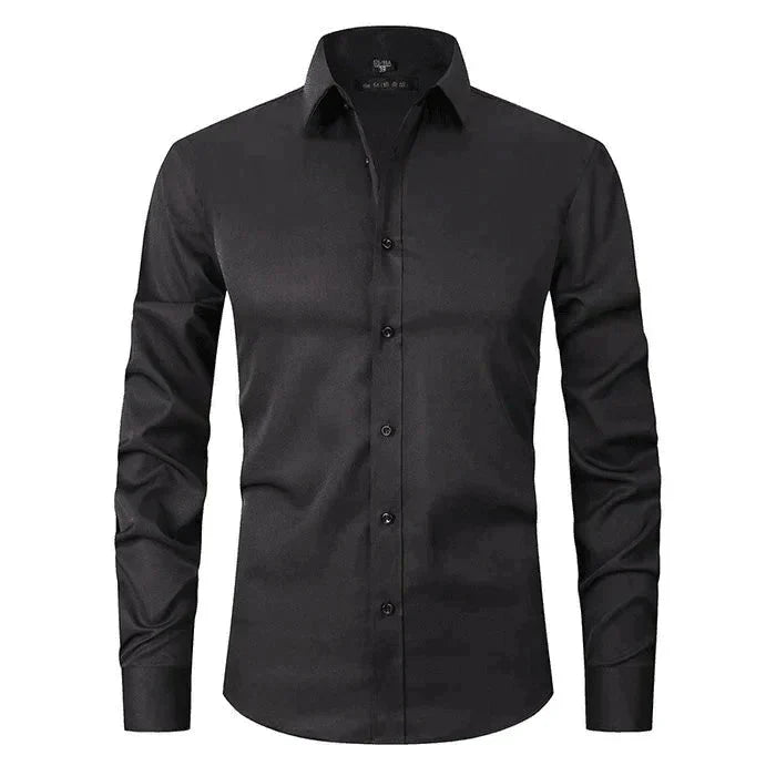 Kleid Hemd | Knitterfrei | Stretch | Knopfleiste Hemd | Herrenhemden-Schwarz-XS-Chaps Herrenmode