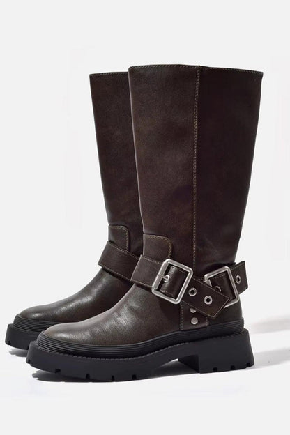 Damen Biker-Reitstiefel Robust Schwarz - Norvielle