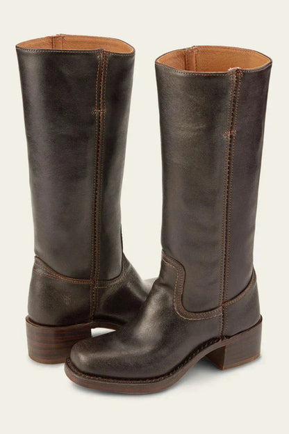 Damen Kniehohe Stiefel Elegantes Leder
