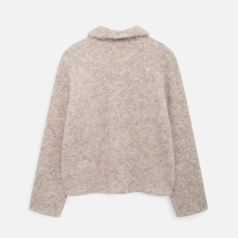 Damen Strickjacke Hüftlang Florale Knöpfe