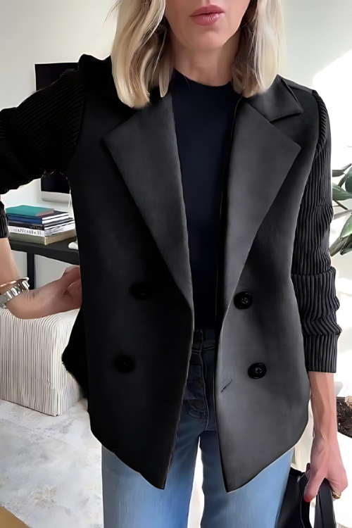 Damen Strickärmel Blazer Maßgeschneidert Hüftlang